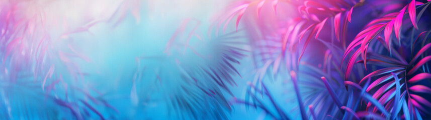 Aufkleber - Neon Tropical Leaves in Vibrant Abstract Blur