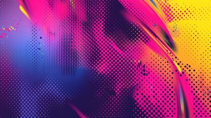 Aufkleber - Vibrant Halftone Abstract Background with Dynamic Waves