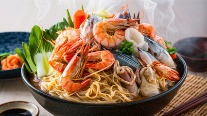 Rice Noodle, chinese noodles, food dish, seafood