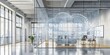 Cloud Computing Diagram Visualizing Network Architecture on Glass Wall in Modern Office