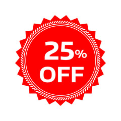 Special offer discount label with different sale percentage. 25 off with PNG background