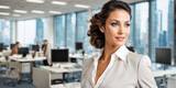 Fototapeta  - A businesswoman elegantly poised with speed motion blur effect highlighting movement