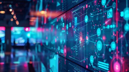Poster - Glowing digital displays showcasing the latest tech   AI generated illustration