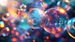 Molecule inside Liquid Bubble reflecting light in a  AI generated illustration