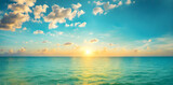Fototapeta  - Turquoise sea and blue sunny sky background
