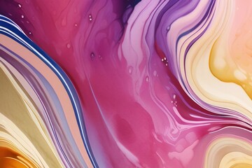 Closeup of abstract watercolor paint background texture with liquid fluid marbled paper texture banner texture. Generative AI (생성형 AI)