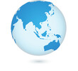 Earth globe transparent world map blue sphere shape realistic vector illustration