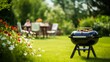 © JH45 - Barbecue Grill with the blurred green garden