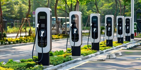 Wall Mural - Modern fast electric vehicle chargers cars