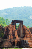 Fototapeta Paryż - Temple entrance at My Son sanctuary site, Vietnam, a UNESCO World Heritage site