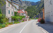 Asphalt road in the city of Omis, Croatia.