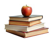 Book with apple with back to school concept on transparent background