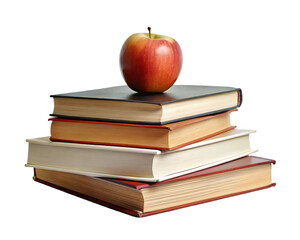 book with apple with back to school concept on transparent background