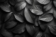 A pattern of black leaves on the wall, styled in dark gray and black tones, captured from above. Created with Ai