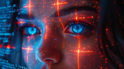 Poster - AIM in displaying images on a screen hanging a phone with artificial intelligence. Artificial neural network technology innovations and chatbots on mobile phones. The use of robot heads in the