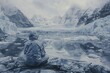Arctic Expedition, pencil and pastel, icy landscapes and explorers in action , hyper realistic