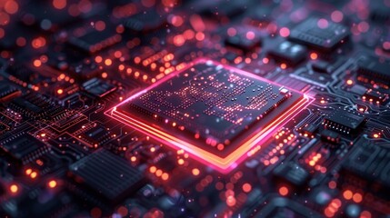 Aufkleber - Cryptocurrency blockchain technology isometric concept. Graphics processor miner creating digital money. Banking blockchain fintech. CPU processor chip on board.
