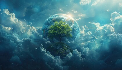 Wall Mural - a planet with a green forest on it by ai generated image