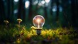 Inspirational Concept : Glowing Solitude - Lightbulb on Twilight Ground