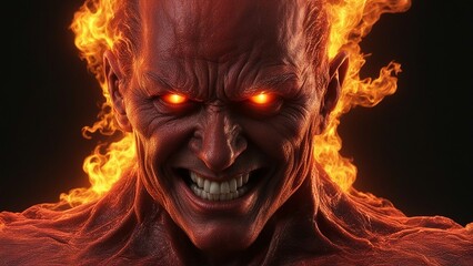 Wall Mural - devil in the fire A red and yellow flaming face that flickers               