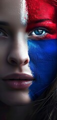 Wall Mural - beautiful woman with painted face from France in high resolution and high quality WOMAN CONCEPT. aspect ratio 9:16