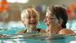 Swimming lesson for seniors, lifelong learning, waters embrace