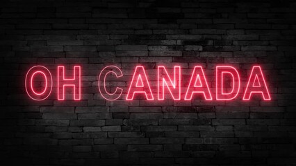 Wall Mural - 3D Rendering Canada Day Neon Sign with a Brick Wall Background 4K.