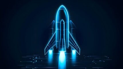 Wall Mural - digital rockets launch into outer space. boosting and taking off career concepts. abstract spaceship