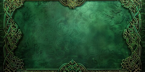 Poster - Celtic knots, intricate patterns, deep green background for St. Patrickâ€™s Day frame 