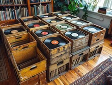 Multiple Old Records Are Piled On Top Of Each Other