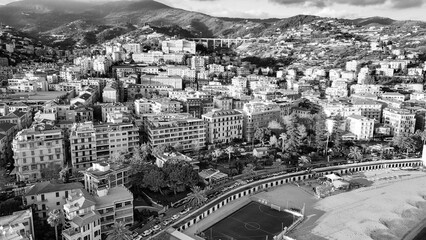 Wall Mural - Sanremo, Italy. Aerial view of city port and skyline