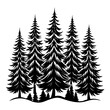 Pine tree silhouette on transparent background