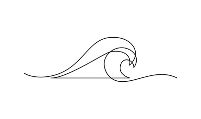 Wall Mural - ocean Sea wave one line drawing art continuous line
