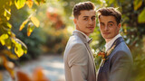 Fototapeta Natura - lgbtq wedding scene, gays wedding, two mans wedding scene