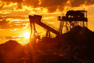 Sunset Over Historic Mining Silhouettes