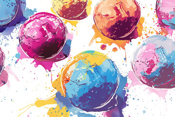 Wall Mural - Vibrant abstract background with colorful paint balls, splashes and splatters