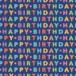 Seamless pattern with colorful 'Happy Birthday' text