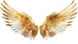 Gorgeous fantasy golden angle wings isolated on white background