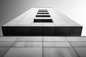 Wall Mural - Building with gray and white striped pattern on its exterior.