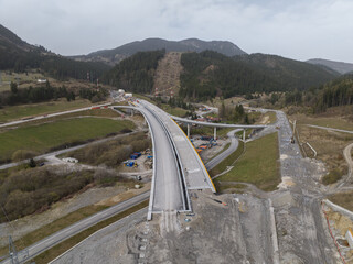 Wall Mural - Unfinished highway in the village of Likavka in Slovakia