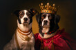 Dog, Animal portrait, Prince, Couple, King, Couple, 3D, Dressed, 1500s. DOGGY KING AND PRINCELET. The dynastic succession is guaranteed and the crown is safe.