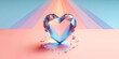 Crystal clear heart with spotlight background and copy space pastel color