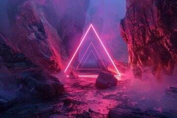 Poster - abstract 3D glowing geometric elements background
