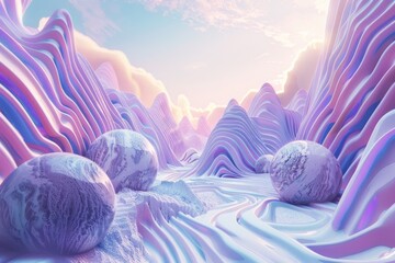 Poster - abstract 3D glowing geometric elements background