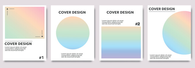 Wall Mural - Abstract holographic cover template. Creative covers or horizontal posters in modern minimal style for corporate identity, branding, social media advertising, promo.