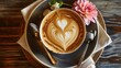 Coffee with heart shape latte art.