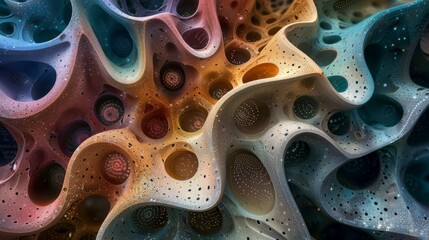 Wall Mural - Colorful, 3D clay nebula, stars forming intricate geometric shapes in a high-res photo