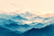 A digital painting of an abstract mountain range, rendered in the style of watercolor with soft gradients and a dreamy atmosphere.