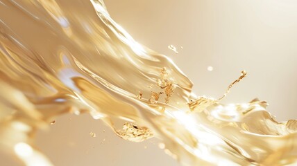 Wall Mural - The abstract picture about gold water or liquid that has been flowing, waving, shining and reflected light to the camera like it has been made the light by itself that make it so beautiful. AIGX01.