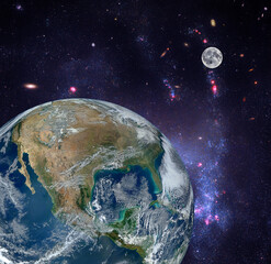 Wall Mural - earth and moon in space